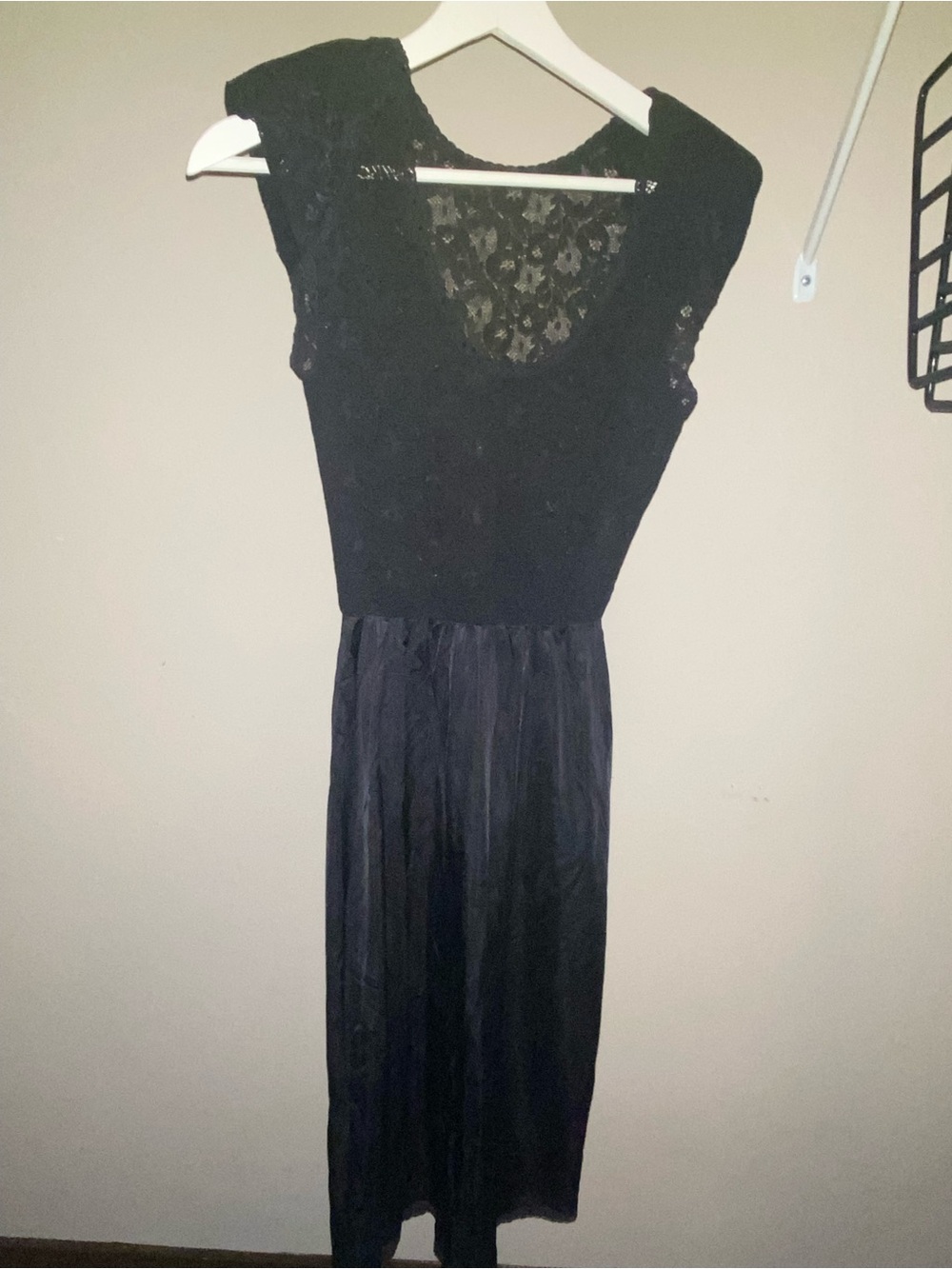Black vintage slip dress with shoulder pads